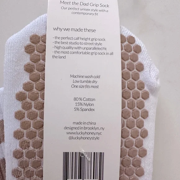 Lucky Honey The Dad Sock Tan Stripes one size fits all grip sock - Picture 7 of 7